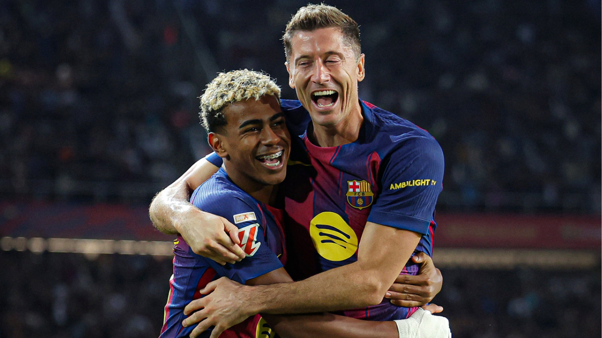Lamine Yamal y Robert Lewandowski